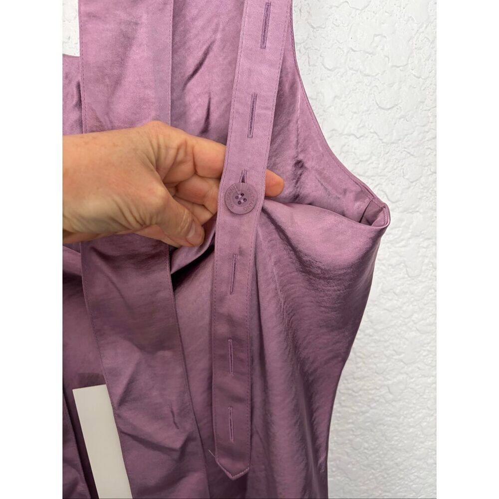 Wildfang “Empower” Satin Cami Halter Scarf Neck Tie Back Mauve M NWT - Picture 9 of 12